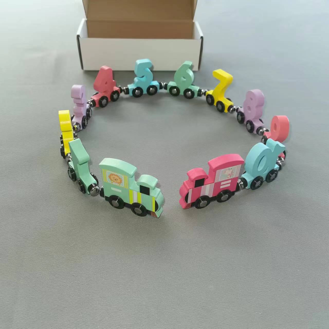 Tren digital magnético de madera arrastrando bloques de construcción coche de juguete 1-3 años de edad bebé educación temprana iluminación enseñanza ayuda modelo