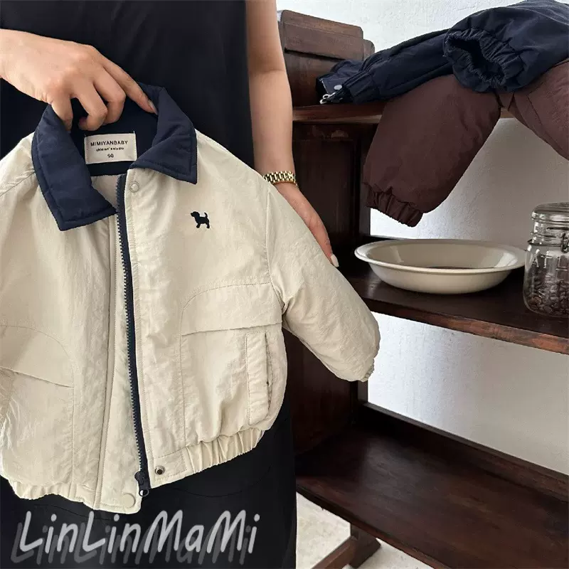 儿童棉服2024秋冬款男女童时尚潮牌男宝宝卡通小狗棒球服翻领夹克