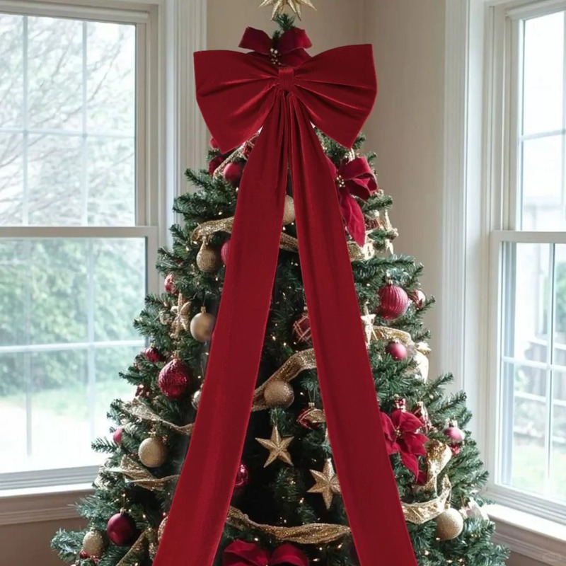 クリスマス特大ベルベットリボンクリスマス結婚式お祝いパーティークリスマスツリーウィンドウ玄関ドア装飾アレンジメント|undefined