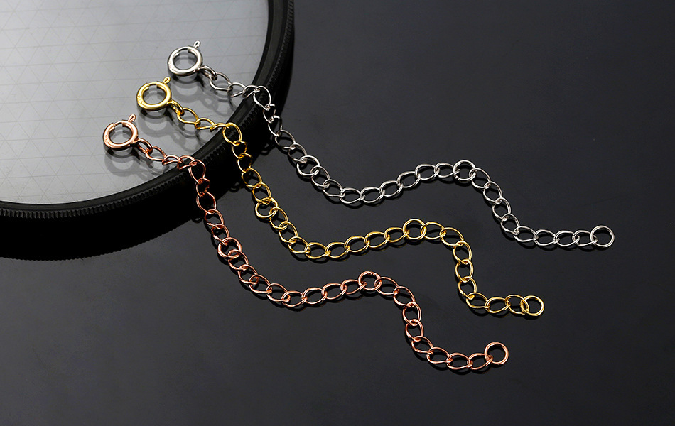 Extension Chain Classification 925 sterling silver Chain Material mariner chain Chain Type 1 Piece 5cm 8cm Extension Chain 18K Gold Plated White Gold Plated Geometric Solid Color Spring Ring Trigger Clasp Closure