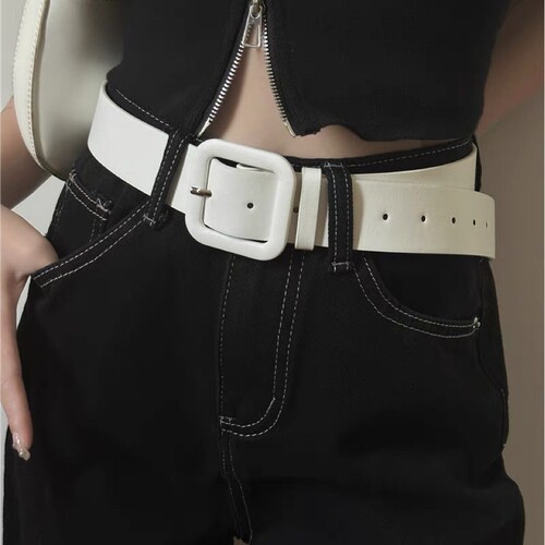 Fashionable unisex wide belt for women, suitable for dresses, coats, and sweaters, slimming effect, Korean style.