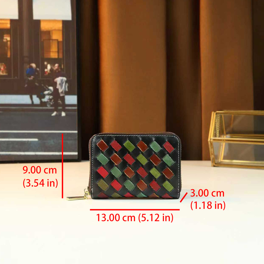 Damen-Clutch aus echtem Leder, Retro-Webmuster, kurze Geldbörse, farbenfroh, vielseitig, europäisch-amerikanisches Design, ideal für Pendler_voghion.com