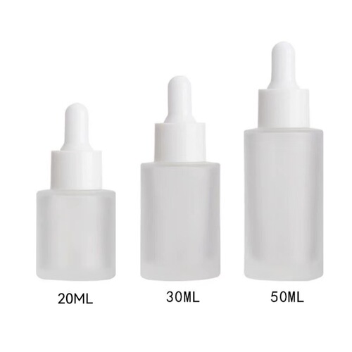 30ml Essence Serum Bottle, Flat-Shoulder Cylindrical Container | 20ml Glass Lotion Bottle for Refilling | Empty Essential Oil Bottles with Dropper