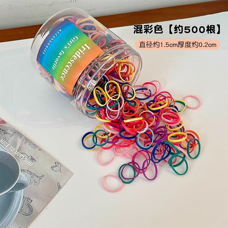 Desechable pequeña banda de goma colorida de las mujeres pequeña cubierta de cuero lazo de pelo cuerda de pelo no duele el pelo alto elástico banda de pelo de los niños tocado
