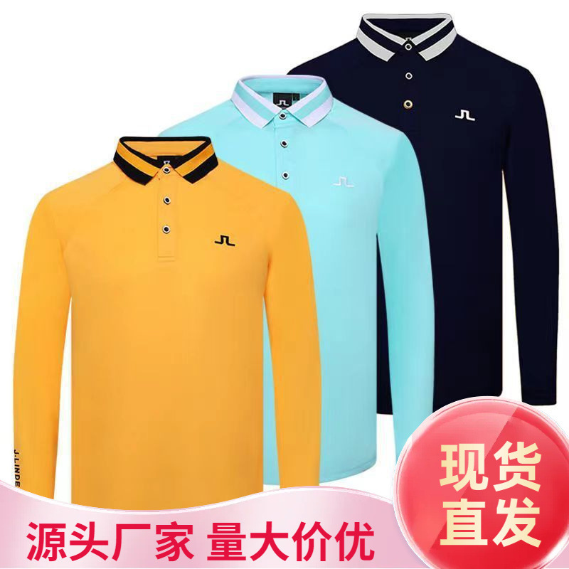 Golf Clothing Spring and Summer Men's Quick-Drying Long-Sleeved Casual Sports Breathable T-Shirt Polo Shirt Outdoor Striped Design
