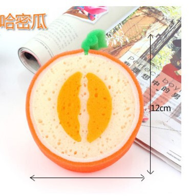 A1572 Korean fruit style thickened sponge scouring pad dishcloth wiping rag dish towel 0.01