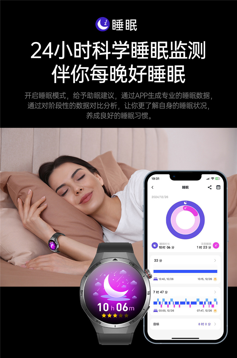 The 2025 new ET456 smartwatch features a 1.56 large AMOLED screen, ECG, Bluetooth call, heart rate and sleep mode undefined