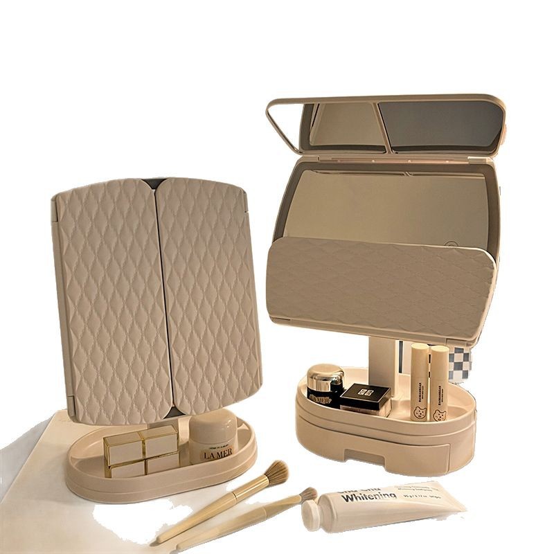 Espejo de maquillaje con luz dormitorio de estudiantes tocador de escritorio espejo recargable Shell led luz de relleno espejo de tocador