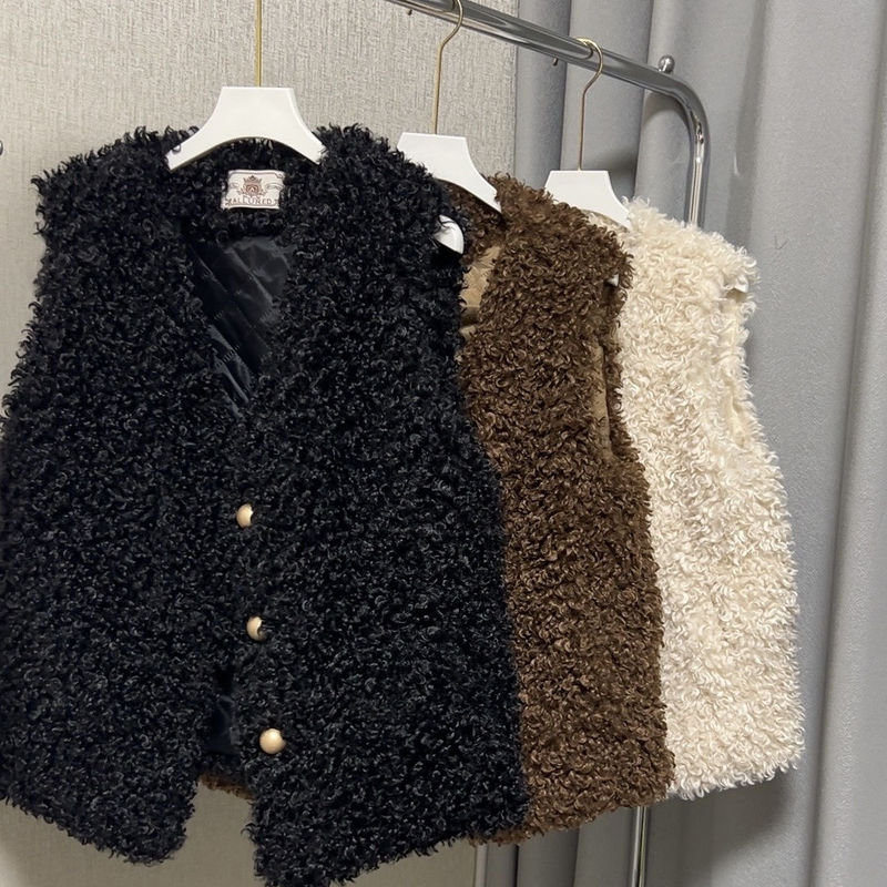 2025 New Autumn and Winter Imitation Fur Vest, Lamb Hair Thickeneded Outwear, Sheep Curly Hair Versatile Loose Vest for Women