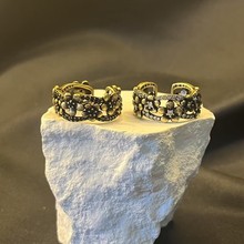 小红书扬铃黄铜复古金色闪钻桂花戒指精致高级复古镂空花朵食指女