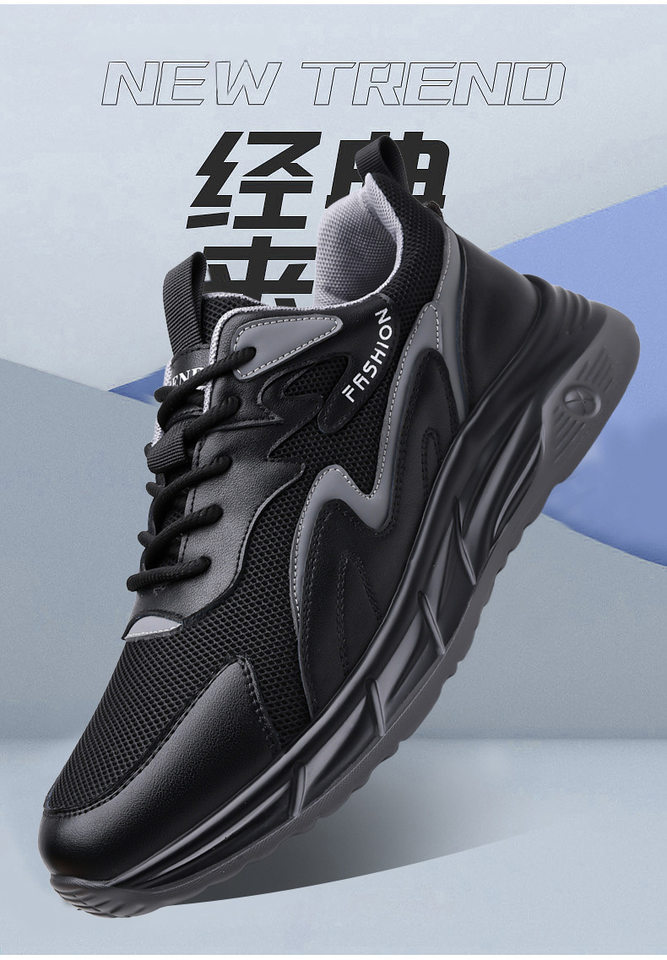 Giày thể thao nam da thật thoáng khí đế mềm, giày sneaker casual chạy bộ ngoài trời, gót 3-5 cm — HA8805 màu trắng, HA8805 màu đen chi tiết 4