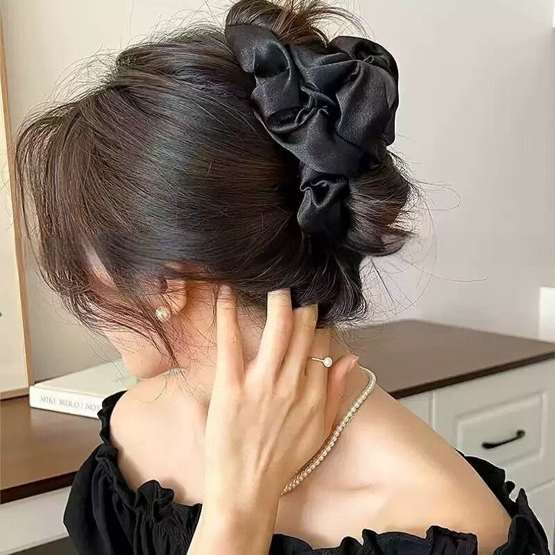 韩系蕾丝蝴蝶结马尾抓夹女2025新款后脑勺高级感发夹气质顶夹发饰|undefined