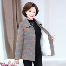 中老年女加绒加厚冬装外套中年春秋褂子小西装气质妈妈显瘦春外套