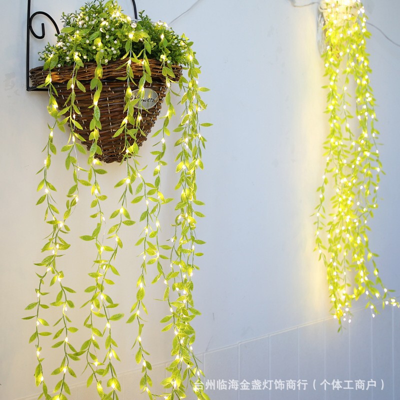 Cross-Border New Product Led Ivy Vine Battery Box Curtain Light Garden Courtyard Hanging Plant Artificial Willow Leaf Decoration Cross-Border New Product Led Ivy Vine Battery Box Curtain Light Garden Courtyard Hanging Plant Artificial Willow Leaf Decoration