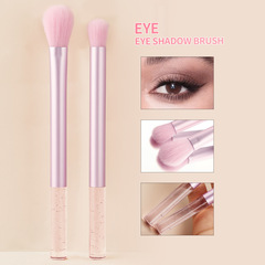 2 mini makeup brushes with crystal handles, including a contour brush, full set with brush pouch, loose powder brush, foundation brush, blush brush, and eyeshadow brush