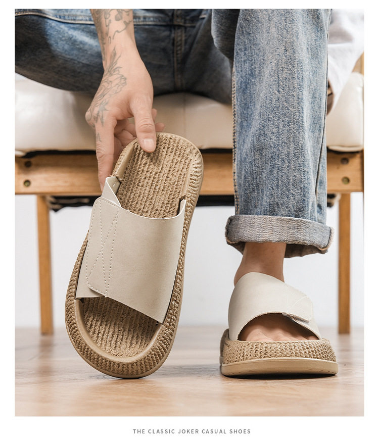 Dép sandal nam cỡ lớn quai dán hở ngón, chống trượt, thoáng khí, đi biển và dạo phố mùa hè — 8018 màu kaki, 8018 màu đen, 8018m màu chi tiết 13