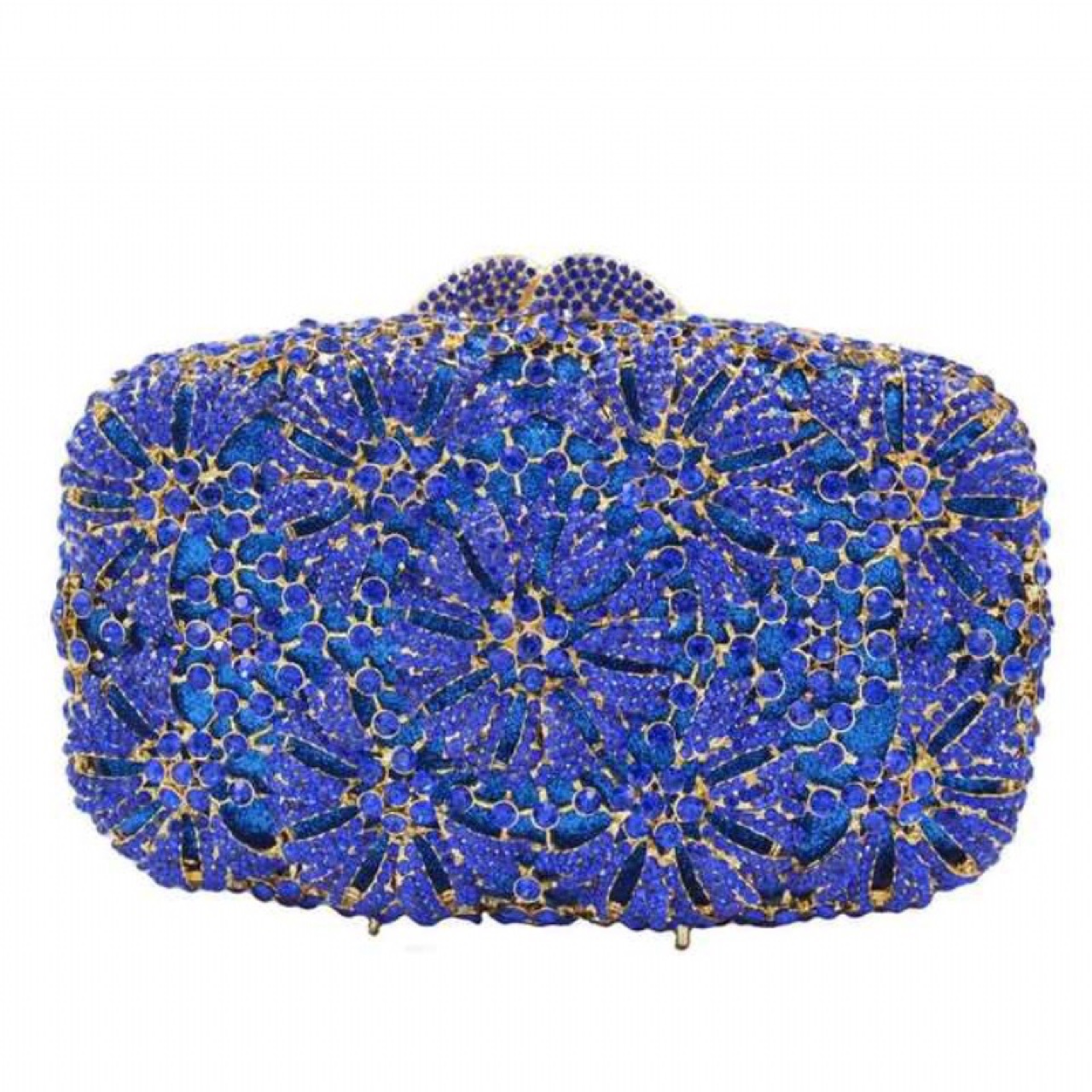 Túi clutch nữ đính kim cương hoa văn bồ công anh chạm rỗng dự tiệc — Vàng kim AB chi tiết 11