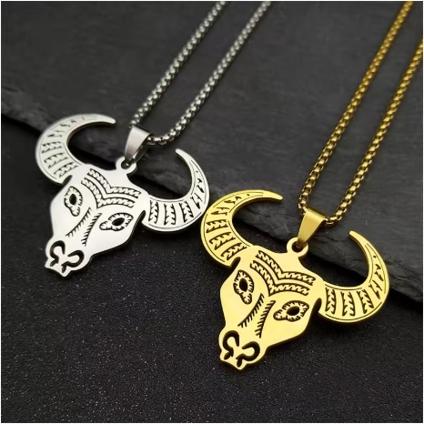 速卖通新品热销时尚牛头不锈钢项链个性轻奢百搭朋克风高级感项饰