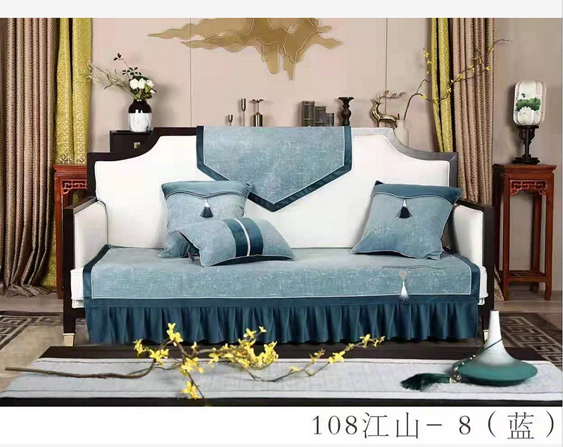 新品四季均用雪尼尔北欧简约止滑沙发垫坐垫半包沙发套罩可代发