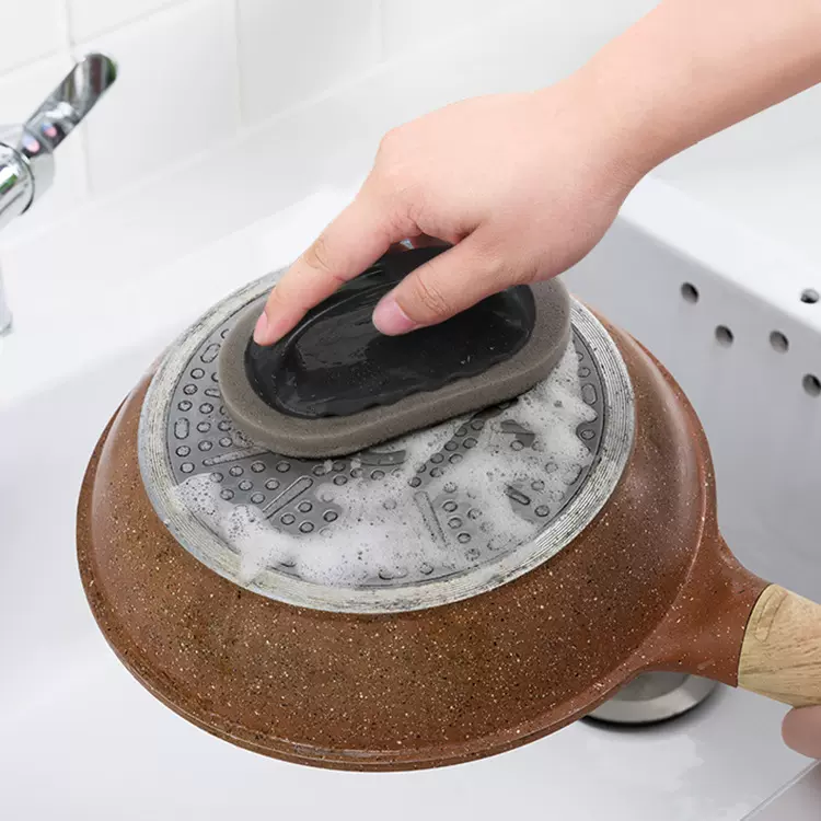 金刚砂海绵魔力擦厨房带手柄除锈海绵擦清洁去污洗锅底黑垢海绵刷