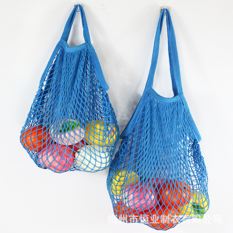 Bolsa de malla de algodón portátil al por mayor Bolsa de compras Supermercado Bolsa de malla de verduras y frutas Bolsa de compras Bolsa tejida hueca