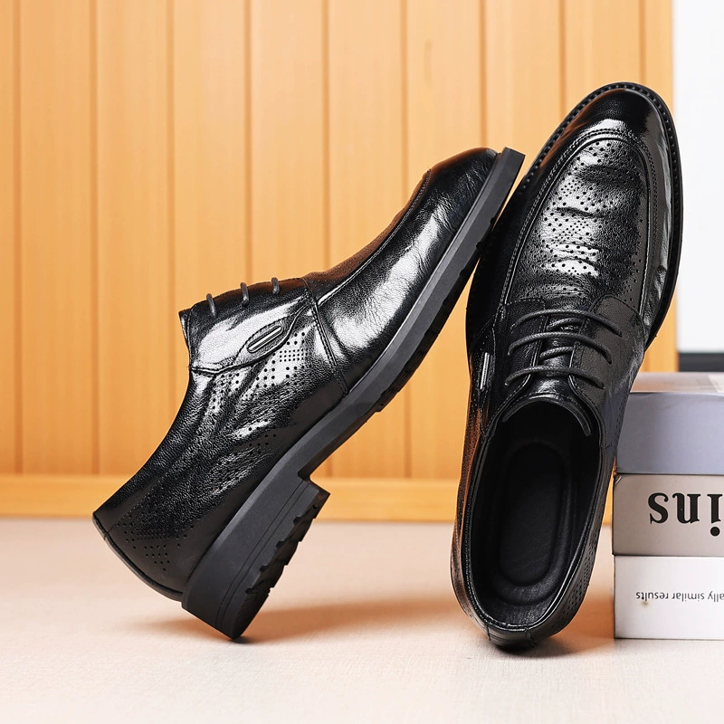 Летние мужские кожаные сандалии, деловые повседневные мужские полые трендовые кожаные туфли с острым носком, дышащая Нескользящая мужская обувь оптом