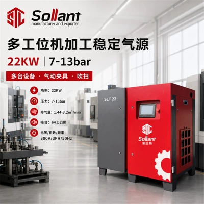 Solant original factory double-stage screw air compressor 22kw power-frequency air compressor industrial grade 380V