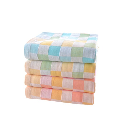 Wholesale double-layer gauze square towel pure cotton gauze two-layer small towel color grid 25*25 baby saliva towel newborn