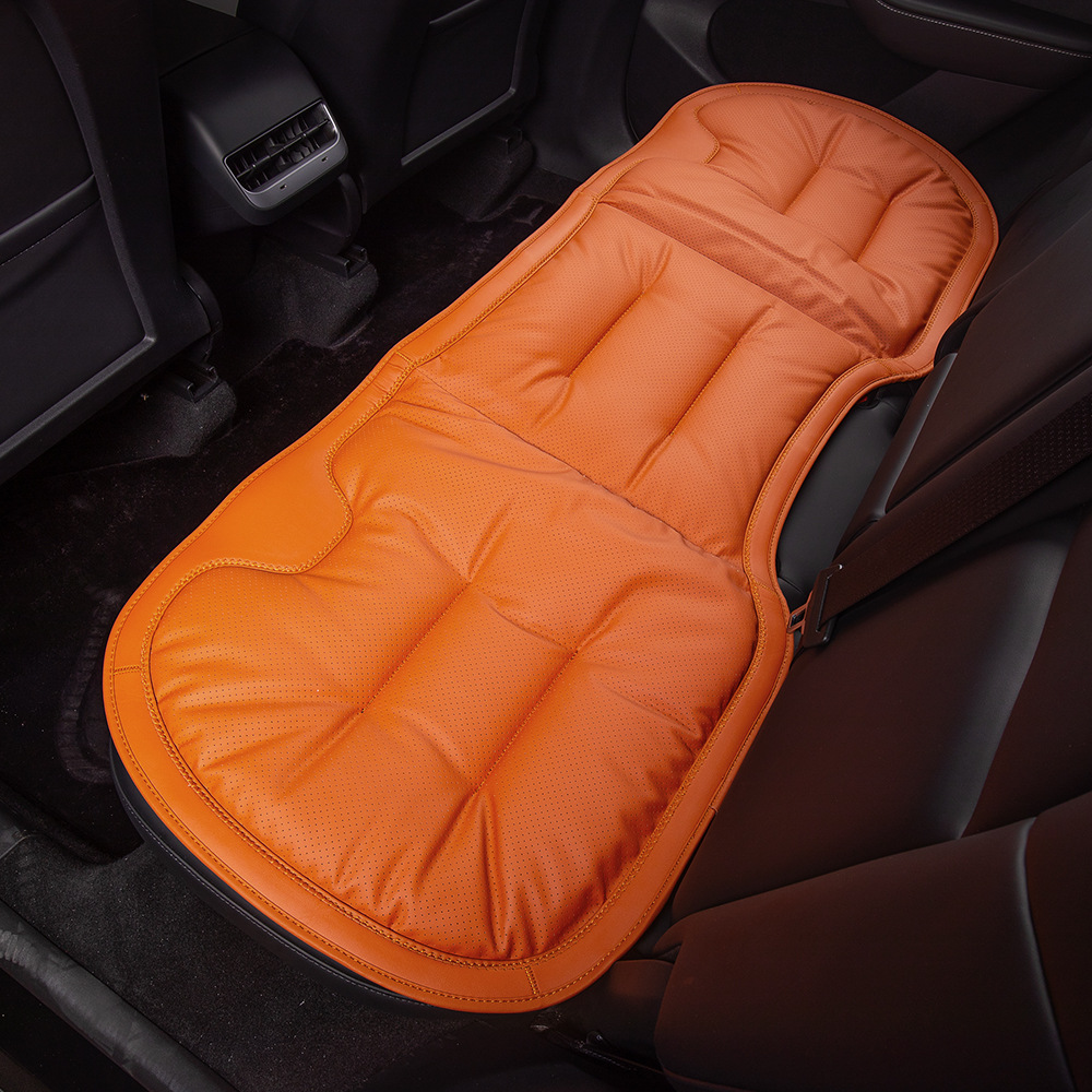 Pad High-End Rear Summer – Universal Seat cushion, seat cover - ideal-orange-nappa-leatheranti-slip-breathable-rear-seat