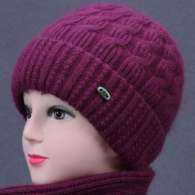 Warm Hat for Middle-aged and Elderly Winter Velvet Thickened Mother's Hat Outdoor Cold-proof Wool Hat Ear Protection Knitted Hat