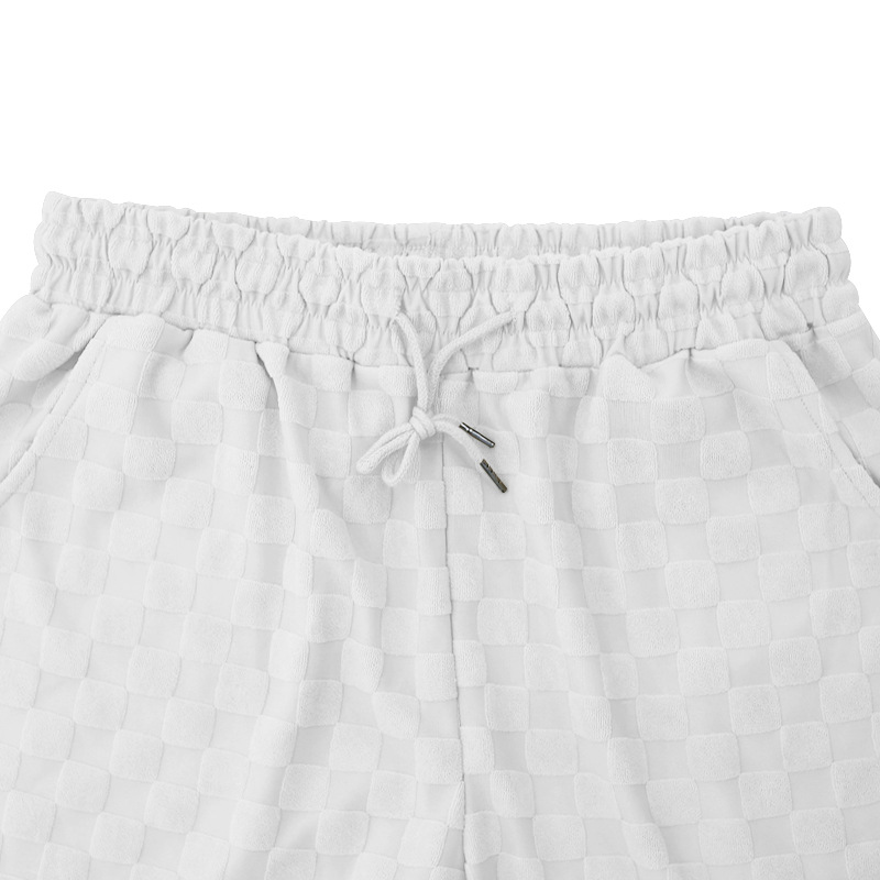 Ensemble 2 pièces pour homme avec t-shirt et short oversize à imprimé damier – Tenue décontractée pour l'été et l'automne (noir, gris, kaki, blanc) – S-XXXL_voghion.com