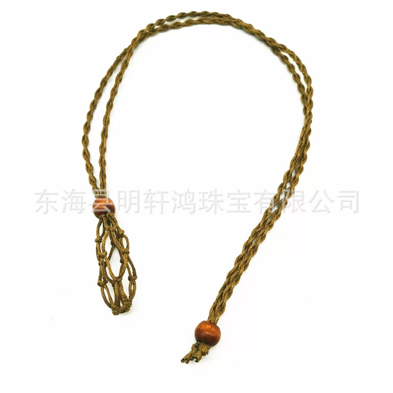 Woven necklace, adjustable pendant, removable bag