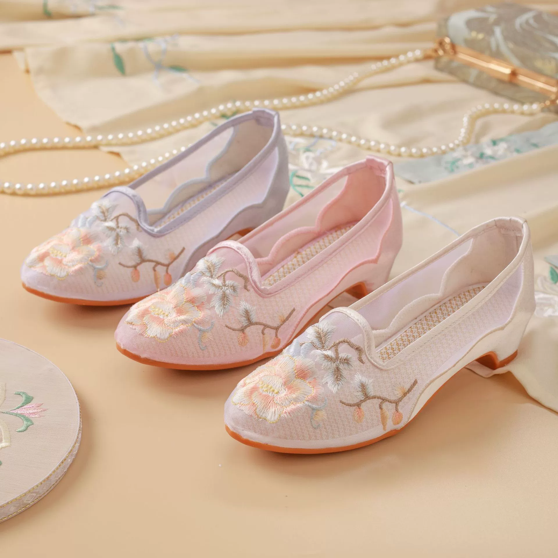 Mesh summer ethnic footwear, retro cheongsam, shoes, ethnic style