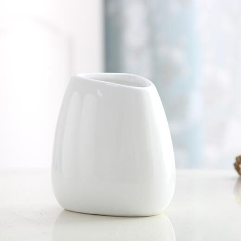 陶瓷花瓶 白色花盆陶瓷迷你桌面小花瓶仿真花套装陶瓷盆双子鹅蛋