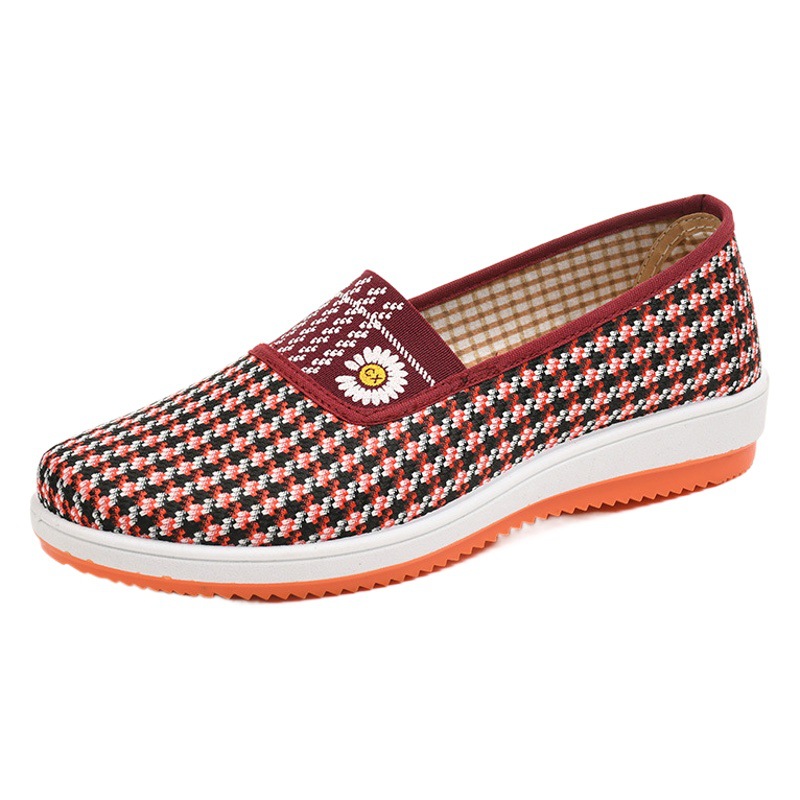 Primavera y otoño viejos zapatos de tela de Beijing zapatos planos ocasionales de las mujeres zapatos planos de trabajo transpirable zapatos de lona de las mujeres