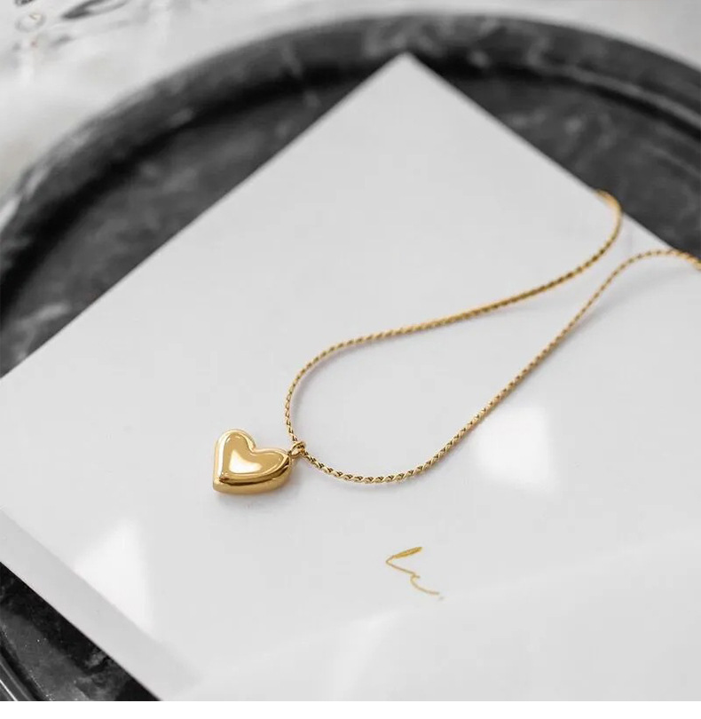 1 Piece Quantity Simple Style Korean Style Heart Shape Titanium Steel Plating Pendant Necklace