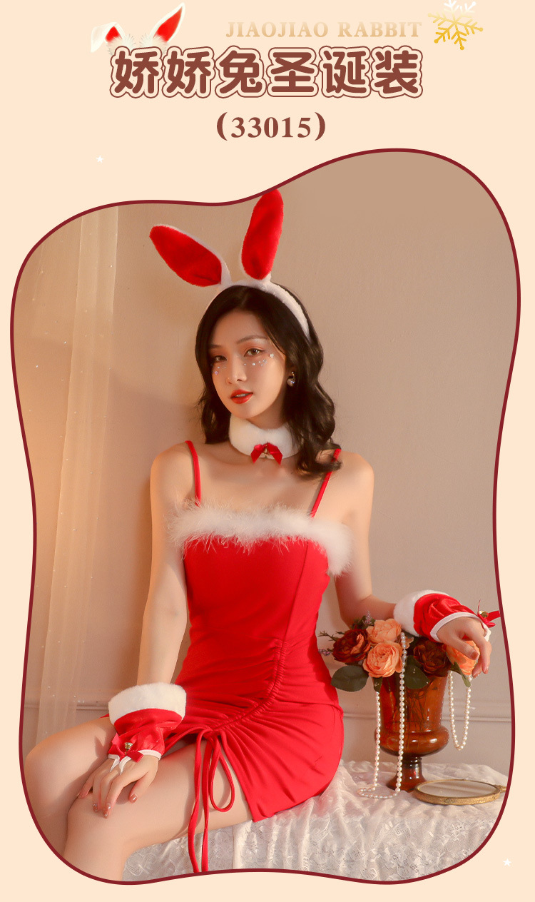 JK Christmas Bunny Girl Lingerie Set for Women, Uniform Role Play Costume, Stretch Spandex, One Size — detail image 33
