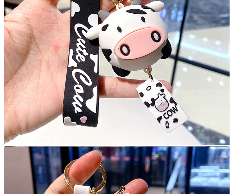 Cute Cows Silica Gel Women's Bag Pendant Keychain display picture 2