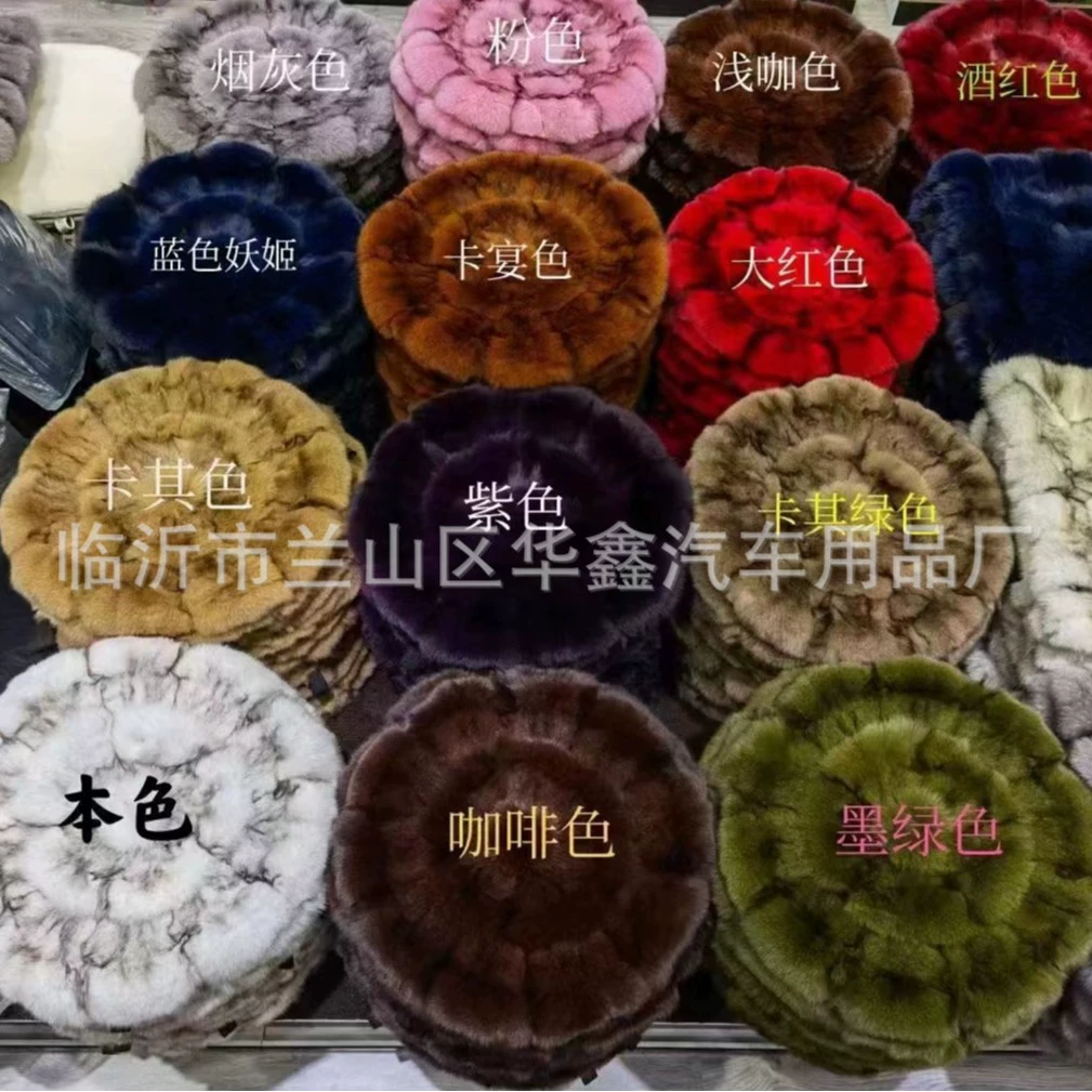 Зимняя подушка для автомобильного сиденья, круглая подушка из меха лисы, подушка для сиденья с меховой вставкой, квадратная подушка с головой лисы, цельная подушка из меха норки для тепла.