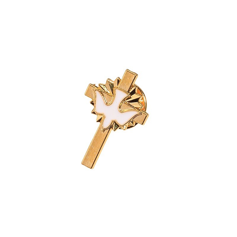 Transfronteriza goteo de aceite paloma blanca broche de collar cruz broche accesorios de ropa religiosa regalo insignia de grupo pin