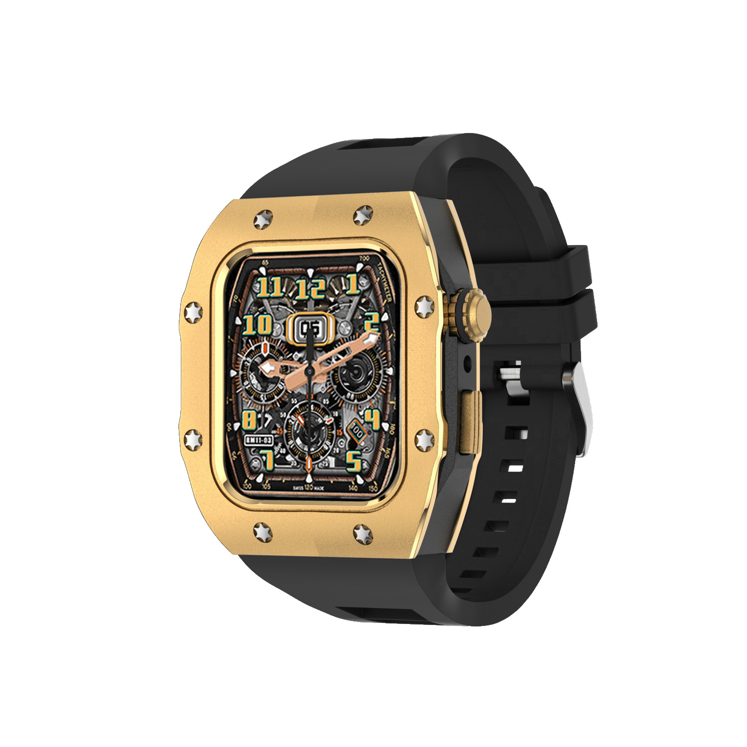 Adecuado para Apple Watch modificación Shell Apple reloj protector Shell integrado Correa armadura caja de metal 44/45