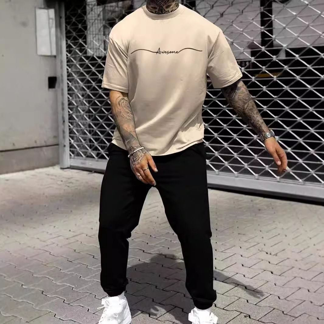 Pantalones de camiseta de manga corta sueltos de la marca de moda 2024 nuevo traje de dos piezas simple y casual ME13 ML4