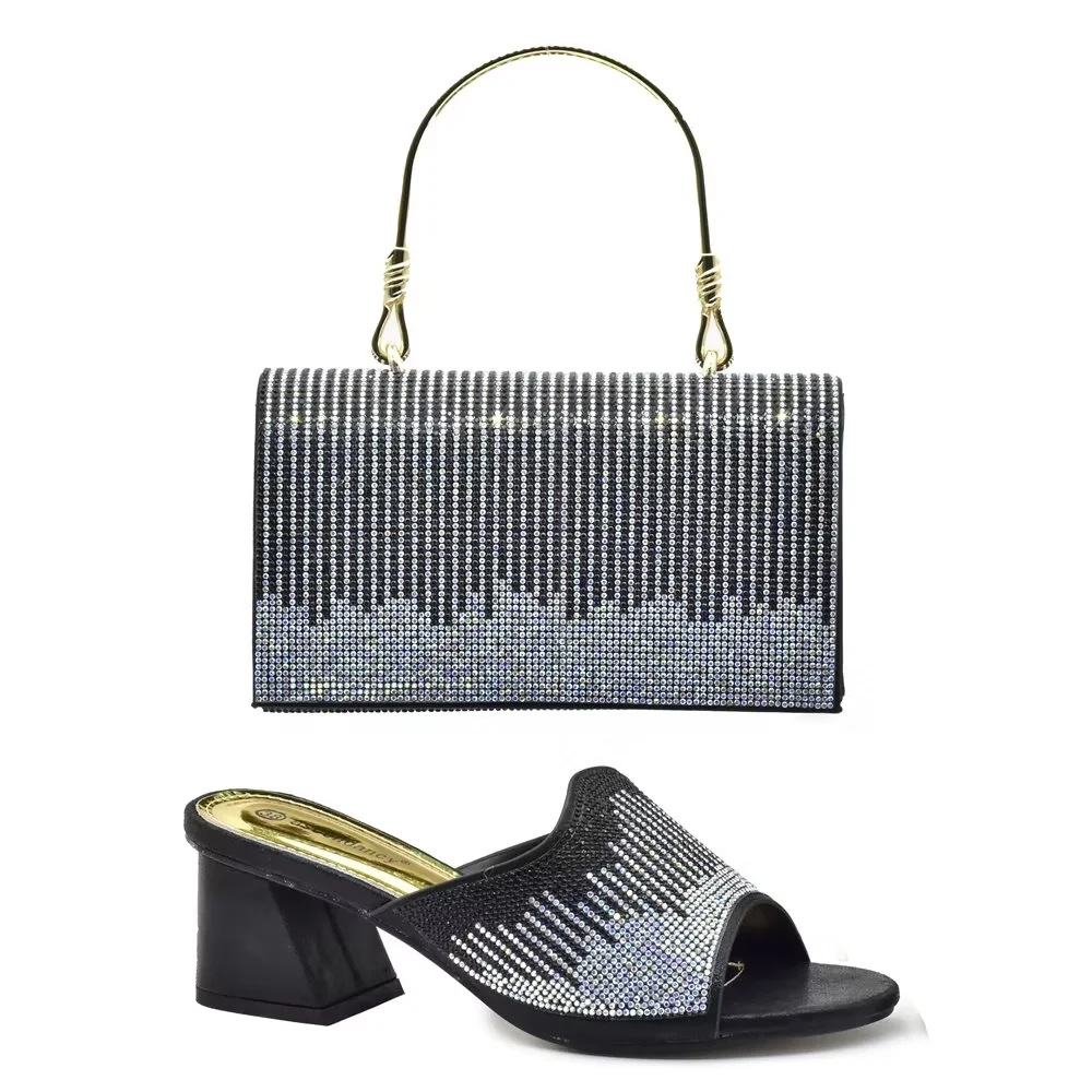 Shoes and Bags Women's rhinestones Wedding Party Banquet Heels and luxury clutch bags_voghion.com