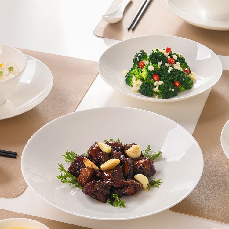 Bone China Dish White Plate-Like Dish Cooking Plate Household Japanese Dish Soup Plate Conical Plate Tableware