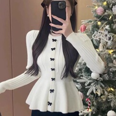 蝴蝶结设计感毛衣女冬季今年流行爆款针织衫独特超好看外穿上衣潮