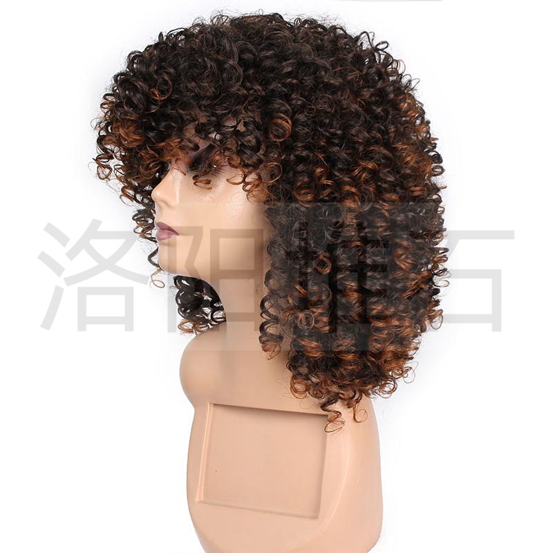 Wig Women's Chemical Fiber Wig European And American Fluffy Explosion Short Curly Hair African Wigs With Small Curly Hair Head Cover One Piece Dropshipping display picture 4