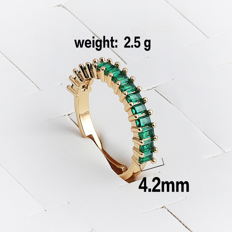 Simple Style Square Copper Open Ring Inlay Zircon Copper Rings