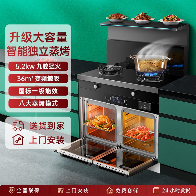 Frestech Integrated Stove for Home Kitchen with Range Hood, Variable Frequency Steam Oven, Cabinet, and Voice-Controlled Integrated Stove