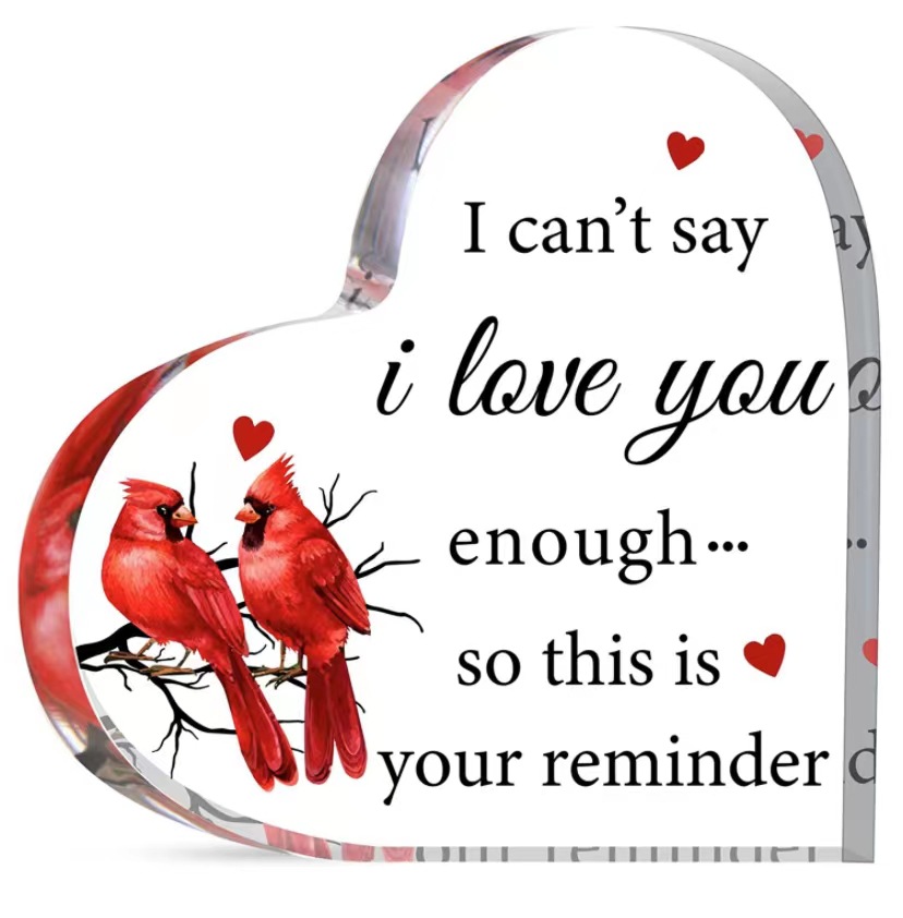 高透明亚克力板pmma父亲母亲节红鸟款爱心桃打印uv跨境专供印刷