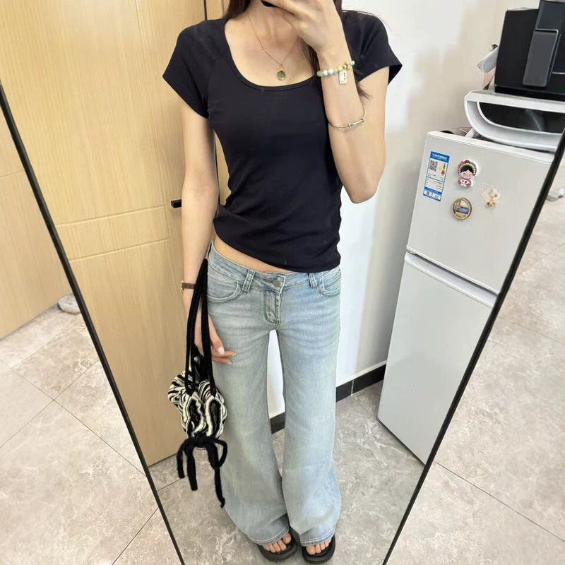 Light Blue Low-Waist Flared Jeans for Women 2026 New American Style Hot Girl Elastic Non-Tight Floor-Length Bell-Bottom Pants Light Blue Low-Waist Flared Jeans for Women 2026 New American Style Hot Girl Elastic Non-Tight Floor-Length Bell-Bottom Pants
